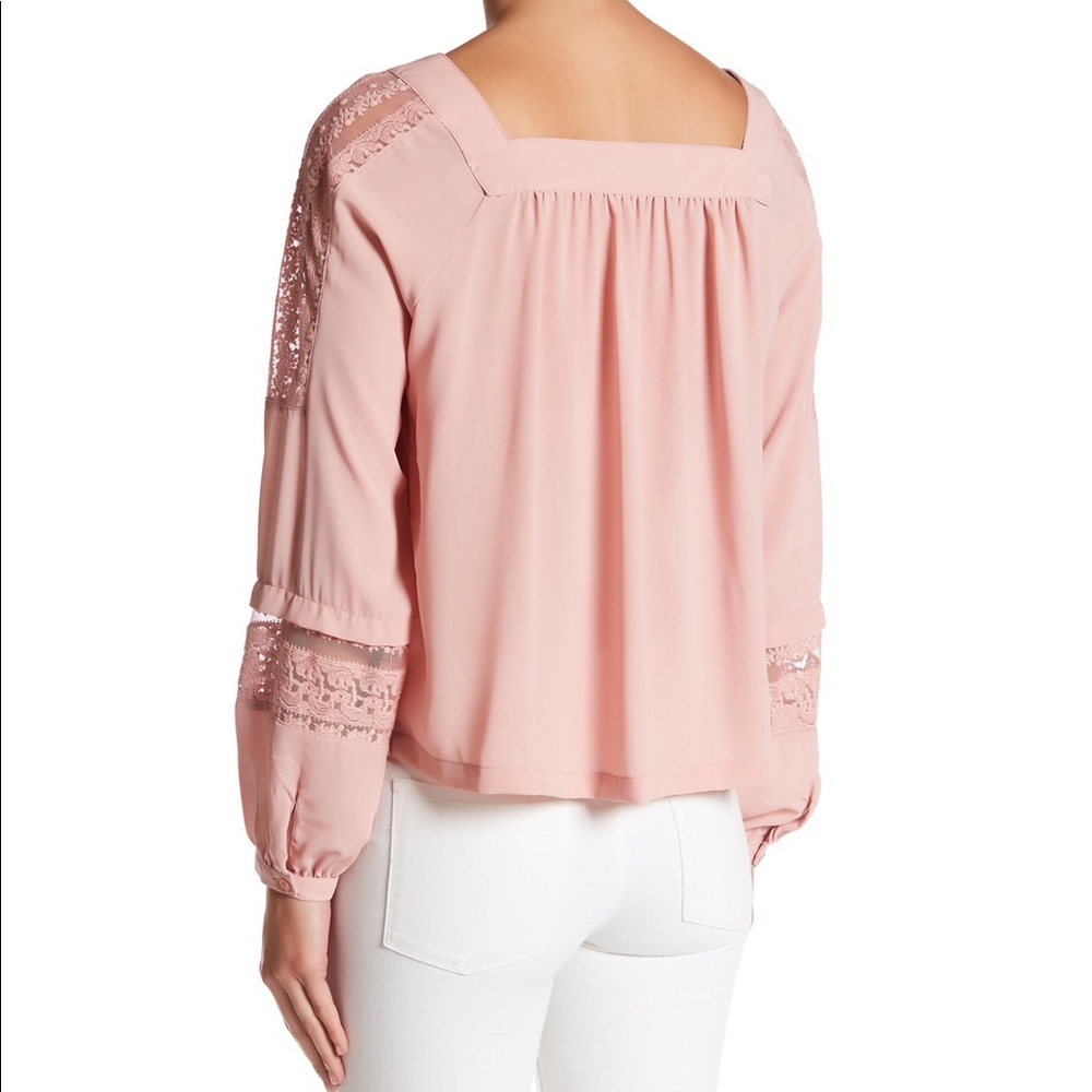 💕Lace Sleeve Crepe Blouse in Dusky Pink NWT💕 - Picture 2 of 2